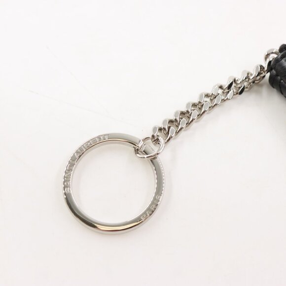 NWT Saint Laurent Cassandre Matelasse Key Pouch in Quilted Black Leather/Silver - Picture 7 of 14